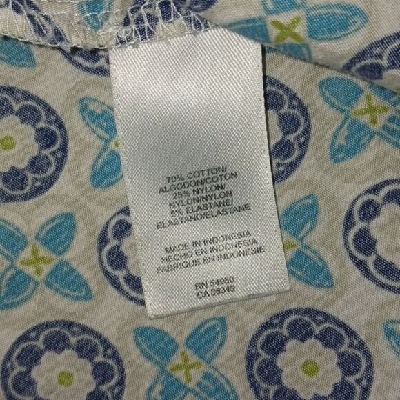 Jones New York Button Down Shirt Womens Size XL Signature Blue Geometric Floral - Picture 6 of 6